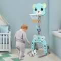 Adjustable Kids 3-in-1 Basketball Hoop Set Stand with Balls - Gallery View 1 of 12