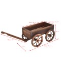 Wood Wagon Planter Pot Stand with Wheels - Gallery View 7 of 12