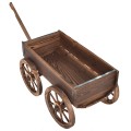 Wood Wagon Planter Pot Stand with Wheels - Gallery View 3 of 12
