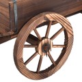 Wood Wagon Planter Pot Stand with Wheels - Gallery View 11 of 12