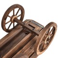 Wood Wagon Planter Pot Stand with Wheels - Gallery View 10 of 12