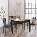 5 Pieces Dining Set Wood Metal Table and 4 Chairs with Cushions