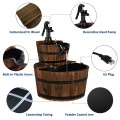 2 Tiers Outdoor Wooden Barrel Waterfall Fountain with Pump - Gallery View 5 of 10