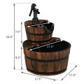 2 Tiers Outdoor Wooden Barrel Waterfall Fountain with Pump - Gallery View 4 of 10