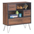 3-Tier Wood Storage Cabinet with Drawers and 4 Metal Legs - Gallery View 7 of 13