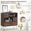 3-Tier Wood Storage Cabinet with Drawers and 4 Metal Legs - Gallery View 10 of 13