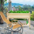 Wood Elevated Planter Bed with Lockable Wheels Shelf and Liner - Gallery View 7 of 11