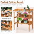 Garden Wooden Potting Bench Work Station with Hook