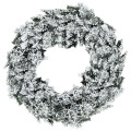 24" Pre-Lit Cordless Artificial Snow Flocked Christmas Pine Wreath with LED lights