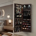Lockable Wall Mount Mirrored Jewelry Cabinet with LED Lights - Gallery View 6 of 20