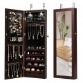 Lockable Wall Mount Mirrored Jewelry Cabinet with LED Lights - Gallery View 1 of 20