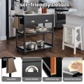 Kitchen Island Cart Rolling Trolley wIth Stainless Steel Flip Top - Gallery View 23 of 31