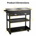 Kitchen Island Cart Rolling Trolley wIth Stainless Steel Flip Top - Gallery View 24 of 31