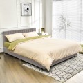 Full Tufted Upholstered Platform Bed Frame with Flannel Headboard - Gallery View 20 of 23