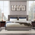 Full Tufted Upholstered Platform Bed Frame with Flannel Headboard - Gallery View 12 of 23
