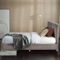 Full Tufted Upholstered Platform Bed Frame with Flannel Headboard