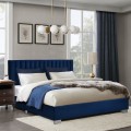 Full Tufted Upholstered Platform Bed Frame with Flannel Headboard - Gallery View 1 of 23