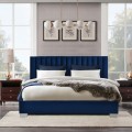 Full Tufted Upholstered Platform Bed Frame with Flannel Headboard - Gallery View 6 of 23