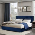 Full Tufted Upholstered Platform Bed Frame with Flannel Headboard - Gallery View 8 of 23