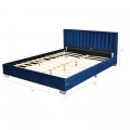Full Tufted Upholstered Platform Bed Frame with Flannel Headboard - Gallery View 4 of 23