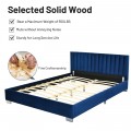 Full Tufted Upholstered Platform Bed Frame with Flannel Headboard - Gallery View 10 of 23
