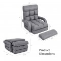 Folding Lazy Floor Chair Sofa with Armrests and Pillow - Gallery View 24 of 40