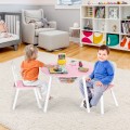 Wood Activity Kids Table and Chair Set with Center Mesh Storage - Gallery View 25 of 57