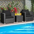 3 Pieces Patio Wicker Furniture Set with Cushion - Gallery View 18 of 60