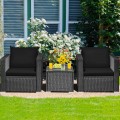3 Pieces Patio Wicker Furniture Set with Cushion - Gallery View 20 of 60
