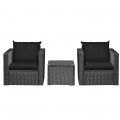 3 Pieces Patio Wicker Furniture Set with Cushion - Gallery View 15 of 60