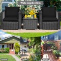 3 Pieces Patio Wicker Furniture Set with Cushion - Gallery View 14 of 60