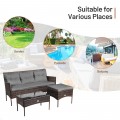 3 Pieces Patio Furniture Sectional Set with 5 Cozy Seats and Back Cushions