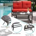 2 Pieces Patio Outdoor Cushioned Coffee Table Seat - Gallery View 26 of 39