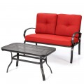 2 Pieces Patio Outdoor Cushioned Coffee Table Seat - Gallery View 18 of 39