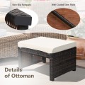 2 Pieces Patio Rattan Ottomans with Soft Cushion for Patio and Garden - Gallery View 44 of 44