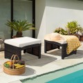 2 Pieces Patio Rattan Ottomans with Soft Cushion for Patio and Garden - Gallery View 34 of 44