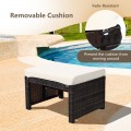 2 Pieces Patio Rattan Ottomans with Soft Cushion for Patio and Garden - Gallery View 42 of 44
