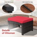 2 Pieces Patio Rattan Ottomans with Soft Cushion for Patio and Garden - Gallery View 33 of 44