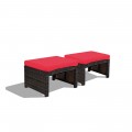 2 Pieces Patio Rattan Ottomans with Soft Cushion for Patio and Garden - Gallery View 25 of 44