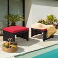 2 Pieces Patio Rattan Ottomans with Soft Cushion for Patio and Garden - Gallery View 23 of 44
