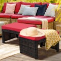 2 Pieces Patio Rattan Ottomans with Soft Cushion for Patio and Garden - Gallery View 28 of 44