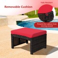 2 Pieces Patio Rattan Ottomans with Soft Cushion for Patio and Garden - Gallery View 31 of 44