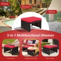 2 Pieces Patio Rattan Ottomans with Soft Cushion for Patio and Garden - Gallery View 24 of 44
