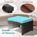 2 Pieces Patio Rattan Ottomans with Soft Cushion for Patio and Garden - Gallery View 22 of 44