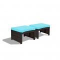 2 Pieces Patio Rattan Ottomans with Soft Cushion for Patio and Garden - Gallery View 14 of 44