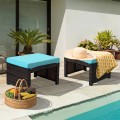 2 Pieces Patio Rattan Ottomans with Soft Cushion for Patio and Garden - Gallery View 12 of 44