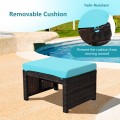 2 Pieces Patio Rattan Ottomans with Soft Cushion for Patio and Garden - Gallery View 20 of 44