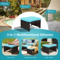 2 Pieces Patio Rattan Ottomans with Soft Cushion for Patio and Garden - Gallery View 13 of 44