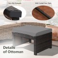 2 Pieces Patio Rattan Ottomans with Soft Cushion for Patio and Garden - Gallery View 11 of 44
