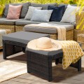 2 Pieces Patio Rattan Ottomans with Soft Cushion for Patio and Garden - Gallery View 7 of 44